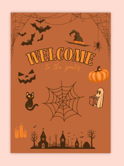 Discover Halloween Party Welcome Poster Sign Template Printable, Halloween Party Decoration