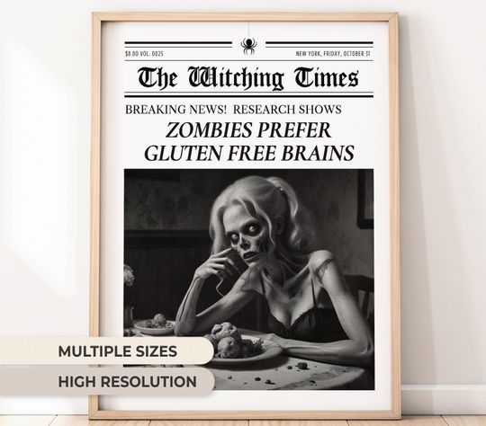 Discover Zombie Halloween Newspaper Halloween Poster Goth Halloween Decor Living Room