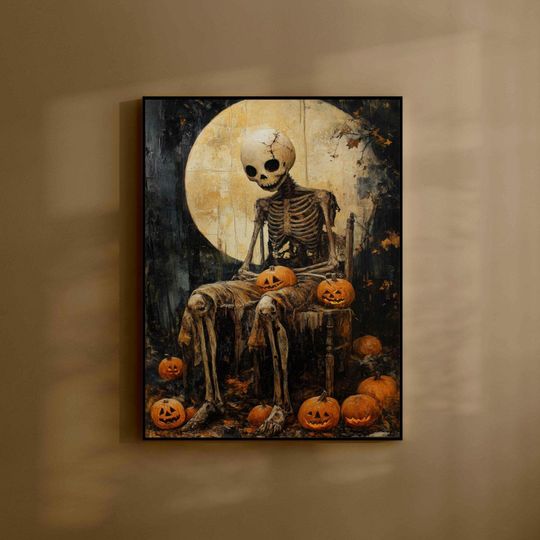 Discover William Morris Halloween Printable Wall Art Digital Skeleton Wall Decor