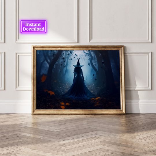 Witchy Decor Halloween Wall Art Printable Vintage Witch Halloween Rustic Halloween