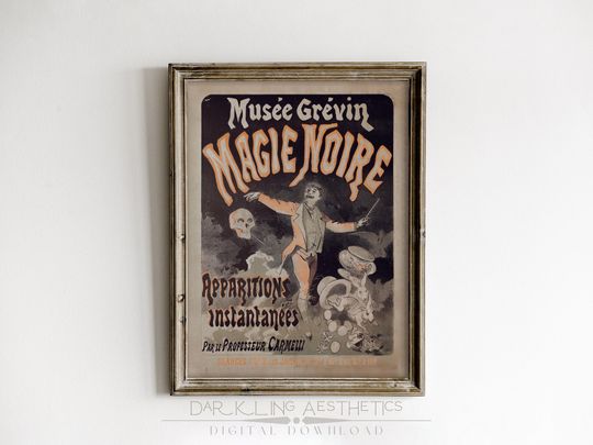 Discover Black Magic French Show Poster | Vintage Spooky Occult Halloween Printable Wall Art