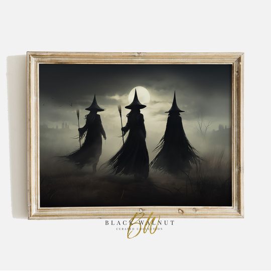 Discover Witch Wall Art Print, Halloween Decor, Gothic Witches Printable Art, Wiccan Art