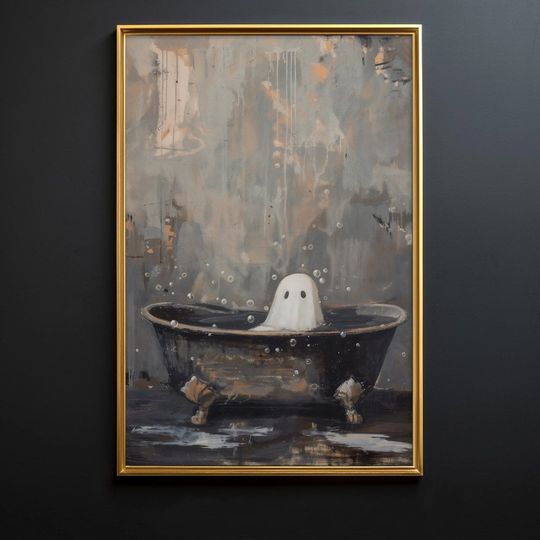 Discover Ghost in the Bath - Printable Ghost Art, Ghostcore Art, Dark Academia Art