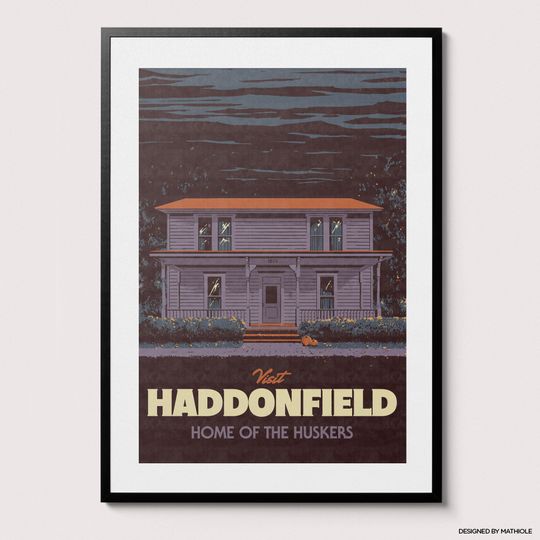 Visit Haddonfield Poster - Vintage Retro Poster Art, Halloween Horror Movie