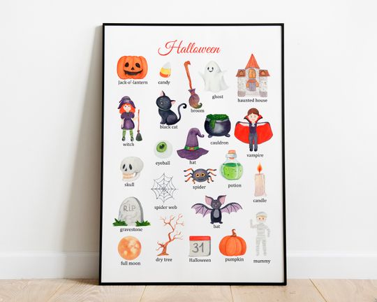 Discover Halloween Montessori Poster, Educational Poster, Halloween printable, classroom decor