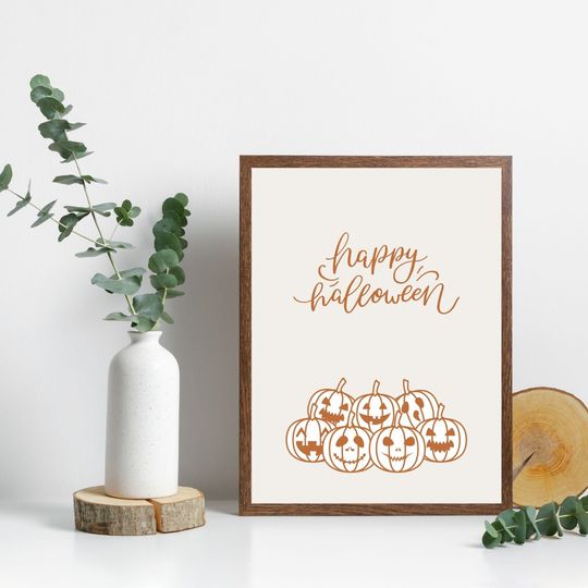 Discover Happy Halloween Pumpkin Jack-o-Lanterns Printable Wall Art