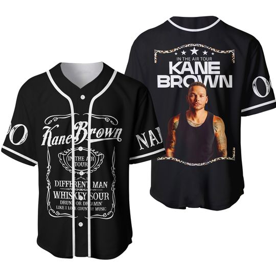 Kane Brown In The Air Tour Black Personalized Baseball Jersey, Kane Brown Tour Jersey Shirt, In The Air 2024