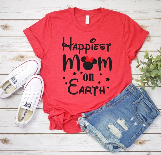 Happiest Mom on Earth Minnie Mouse Adult T Shirt- Disney Bound - Fun Family Shirts