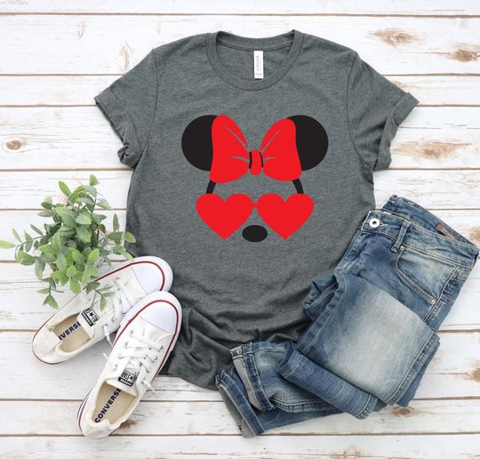 Valentines Day Minnie Mouse Adult Unisex Shirt - Heart Glasses - Disney Matching Shirts