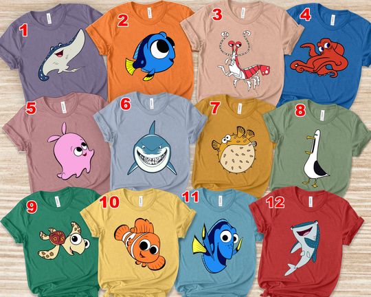 Finding Nemo Characters Shirts, Nemo Shirts, Dory Shirt, Disneyland Shirt