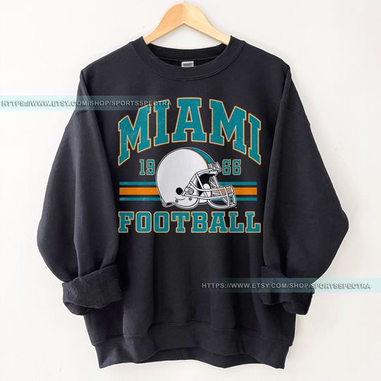 Miami Football Vintage Sweatshirt, Retro Miami Football Crewneck, Miami Dolphin Football TShirt,Dolphin Football Gift