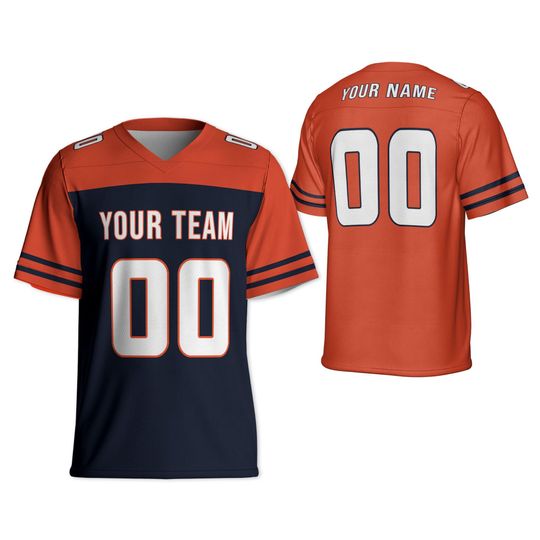 Discover Personalized Football Black and Orange Jersey I2, Bears Football Jersey, Sports team uniform for Unisex fans, Game day Football shirt