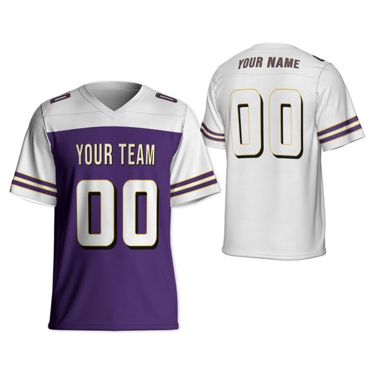 Discover Personalized Football white and purple Jersey I2, Raven Football Jersey, Sports team uniform for Unisex fans, Game day Football shirt