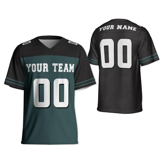 Discover Personalized Football Black and Green Jersey I2, Eagle Football Jersey, Sports team uniform for Unisex fans, Game day Football shirt