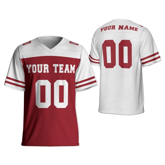 Discover Personalized Football white and red Jersey I2, Red Football Jersey, Sports team uniform for Unisex fans, Game day Football shirt