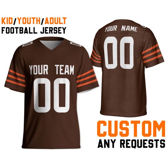 Discover Personalize Football Team Vintage Awesome CB Style Brown Jersey, Unisex Football Jersey, Team Name Jersey, Brown Football Jersey Gift Friend