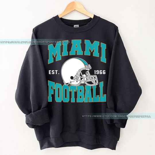 Miami Football Vintage Sweatshirt, Retro Miami Football Crewneck, Miami Dolphin Football TShirt,Dolphin Football Gift