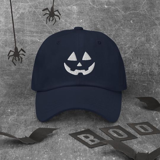 Halloween Jack-o'-lantern Dad Hat, Embroidery Pumpkin Cap, Halloween Dad Hat