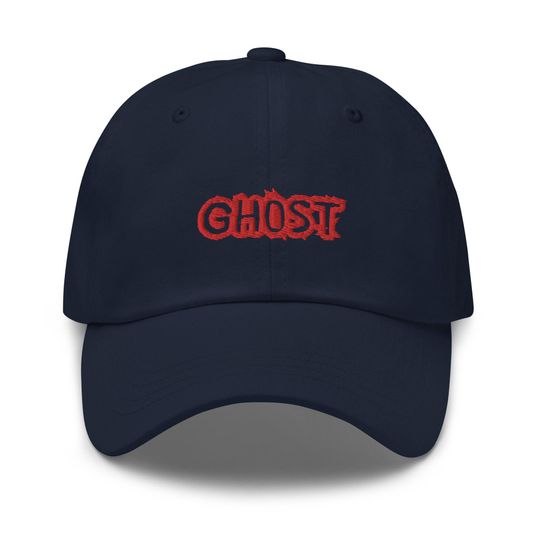 Discover Ghost Embroidered Baseball Cap | Spooky Adjustable Hat | Halloween Ghost Theme