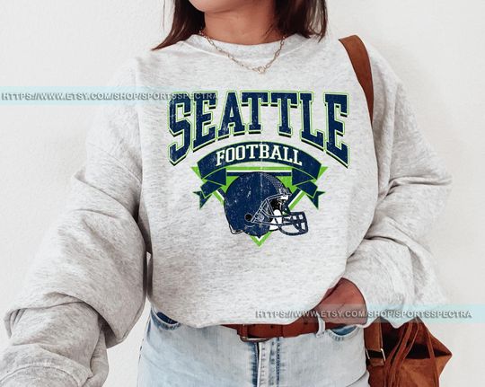 Discover Seattle Football Vintage Sweatshirt,Seattle Seahawk Football Crewneck Sweatshirt, Seahawk Fan Gift, Retro Seattle Football