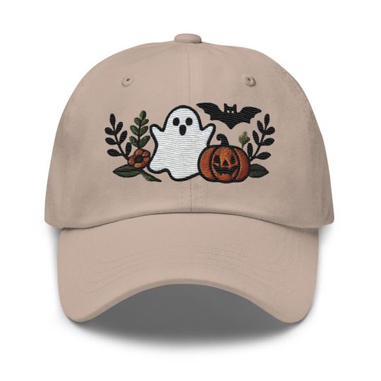 Discover Halloween Ghosts and Pumpkins Dad Hat: Low-Profile, Adjustable Strap