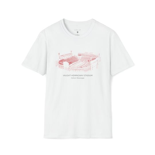 Ole Miss football stadium tee, Unisex Softstyle T-Shirt, Vaught-Hemingway stadium, University of Mississippi, Oxford Mississippi