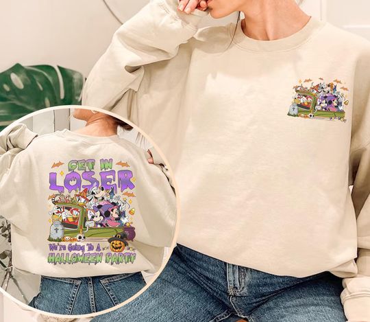 Mickey and Friends Get in Loser We're going to a Halloween Party Shirt spooky season shirt Disneyland Halloween Retro shirt