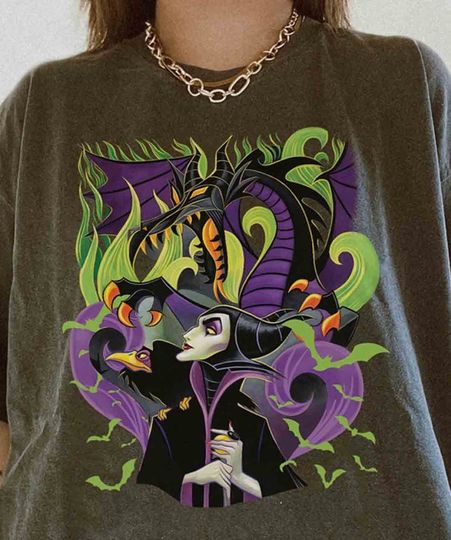 Discover Retro Comfort Colors Maleficent Shirt, Halloween Villains T-Shirt, Maleficent Witch Sweatshirt, Disney Halloween 2024 Shirt, Halloween Gift