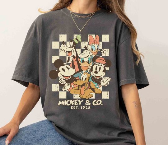 Discover Vintage Mickey & Co 1928 Comfort Colors Shirt, Mickey And Friends Shirt, Vintage Disneyland Shirt, Disneyworld Shirts, Disney Family Shirts