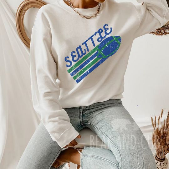 Discover Vintage Seattle Crewneck Sweatshirt, Retro Seattle Football Shirt, Mens and Womens Sweatshirt, Throwback Seattle Shirt, Washington Football