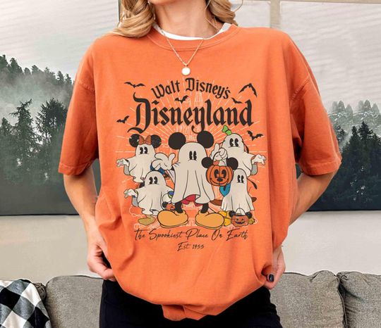 Discover Retro Walt Disney's Disneyland Halloween Shirt, Mickey Ghost Shirt, Mickey and Friends Halloween Shirt, Halloween Party Shirt,Halloween Gift