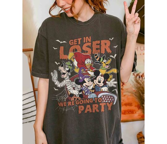 Discover Mickey and Friends Get In Loser We're Going to Party Shirt, Disney Halloween Shirt, Mickey's Not So Scary Halloween Party, Halloween Gift