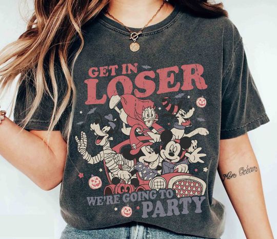 Discover Mickey and Friends Get In Loser We're Going to Party Shirt, Disney Halloween Shirt, Mickey's Not So Scary Halloween Party, Halloween Gift