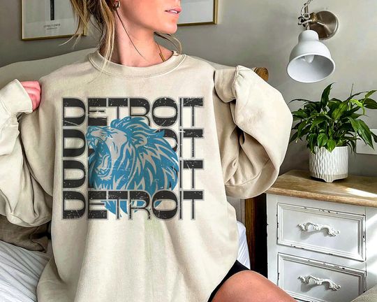 Discover Vintage Detroit Football Sweatshirt Detroit Sweatshirt Vintage Lions Fan Gift 313 Crewneck Lions Sweater Detroit fan sweater Detroit Lion