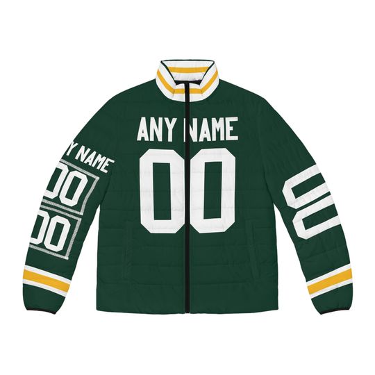 Discover Green Bay Custom Name & Number Taylor Game Day Men's Puffer Jacket/ Coat