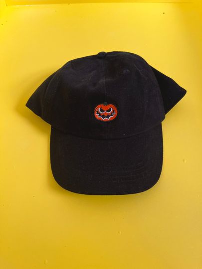 Pumpkin embroidered cap for Halloween with adjustable back strap