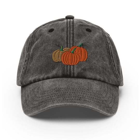 Discover Vintage Embroidered Pumpkin Cap | Halloween Hat | Autumn Accessories