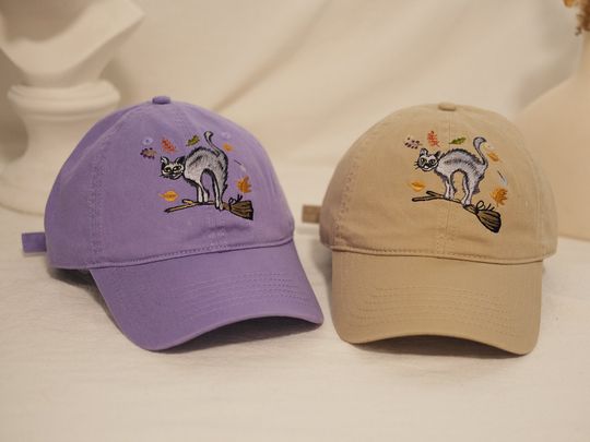 Discover Embroidered Halloween baseball cap--Evil Cat Pattern,Trick or Treat Accessory