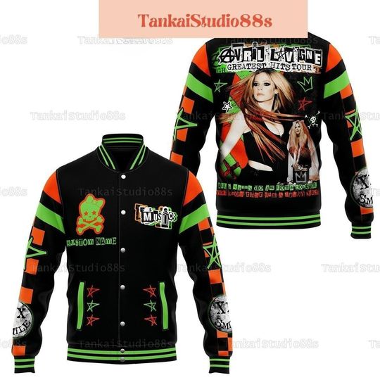 Custom Avril Lavigne Baseball Jacket, Avril Lavigne Greatest Hits Tour 2024 Shirt, Avril Lavigne Rock Music Tee, Avril Lavigne Merch