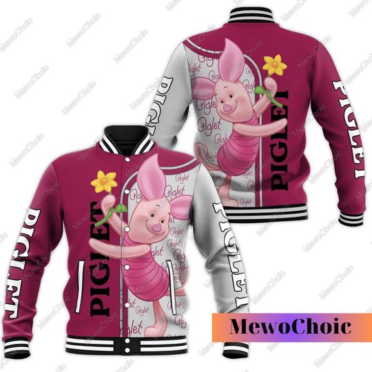 Winnie The Pooh Piglet Baseball Jacket, Disneyland Jacket, Disney Mens Jacket, Disney Bestie Shirt, Piglet Jacket, Disney Trip Gift