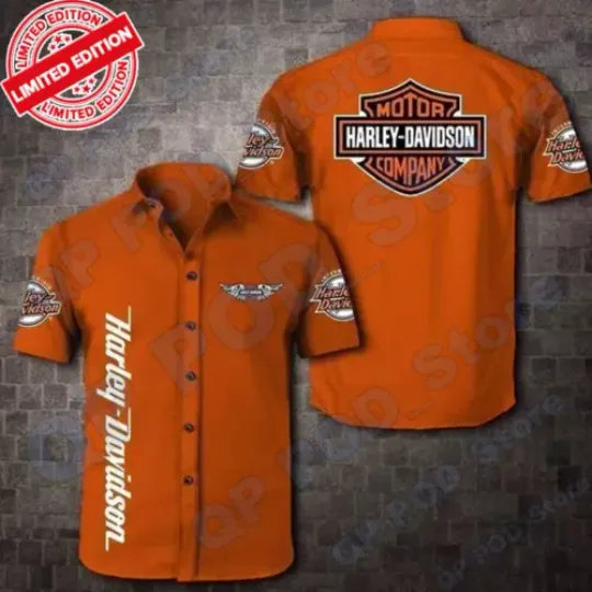 Discover SALE!!_ H davidson 3D Hawaiian Shirt Orange Limited Edition, Best Gift