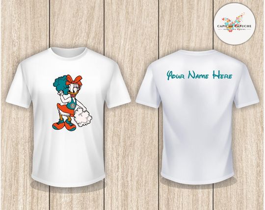 Cheerleader Daisy Miami Dolphins 2 Sided -Disney Football Sports team inspired T-shirt/gift idea/Men/Woman/Kids/family souvenir memento