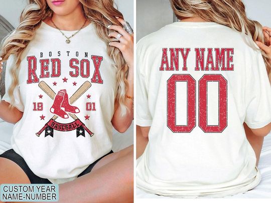 Custom Boston Baseball tshirt, Personalized Name and Number Sweatshirt, Game Day Baseball Shirt, Vintage Boston EST 1901 tshirt