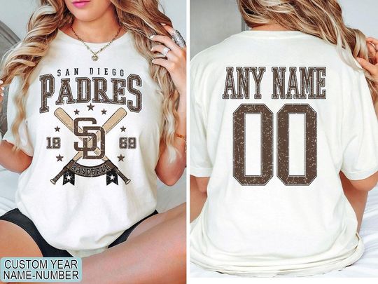 Custom San Diego Baseball tshirt, Personalized Name and Number tshirt, Game Day Baseball Shirt, Vintage San Diego EST 1969 tshirt