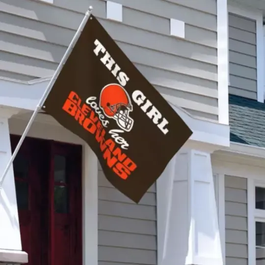 This Girl Loves Her Best Fans Flag Outdoors Banner Cleveland Browns | Home Docor | Outdoor Flag | American Football Gift