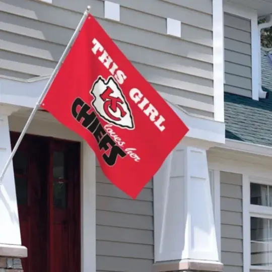 This Girl Loves Her Best Fans Flag Outdoors Banner Kansas City Chiefs | Home Docor | Outdoor Flag | American Football Giftv
