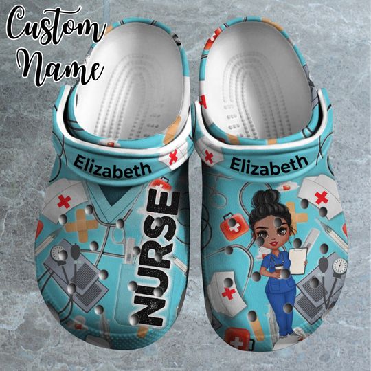 Discover Personalized Name Nurse Black Clogs Shoes, Gift For Her, Nurse Life Clog, Custom Clog For Nurse, Birthday Gift For Nurse, Hospital Work Gift