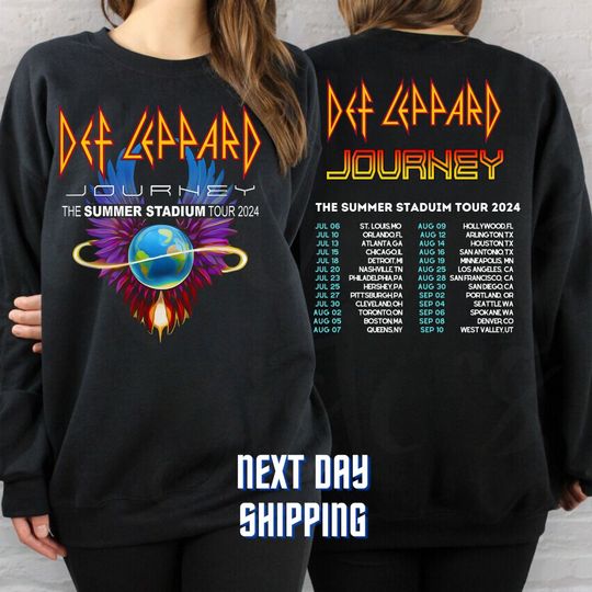Def Leppard Sweatshirt, Journey Summer Stadium Tour 2024 Hoodie, Def Leppard Fan Sweater, Def Leppard And Journey Merch
