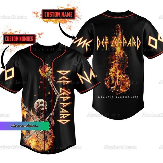 Def Leppard Baseball Jersey, Def Leppard Jersey Shirt, Personalized Jersey, Drastic Symphonies, Def Leppard Concert Shirt