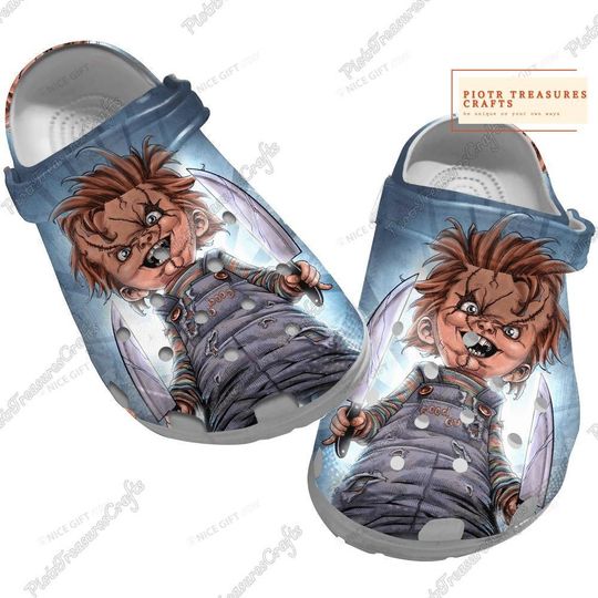 Chucky Clogs, Wanna Play Chucky Shoes, Scary Chucky Sandals, Halloween Movie Shoes, Childs Play Chucky Shoes, Chucky Doll Sandals